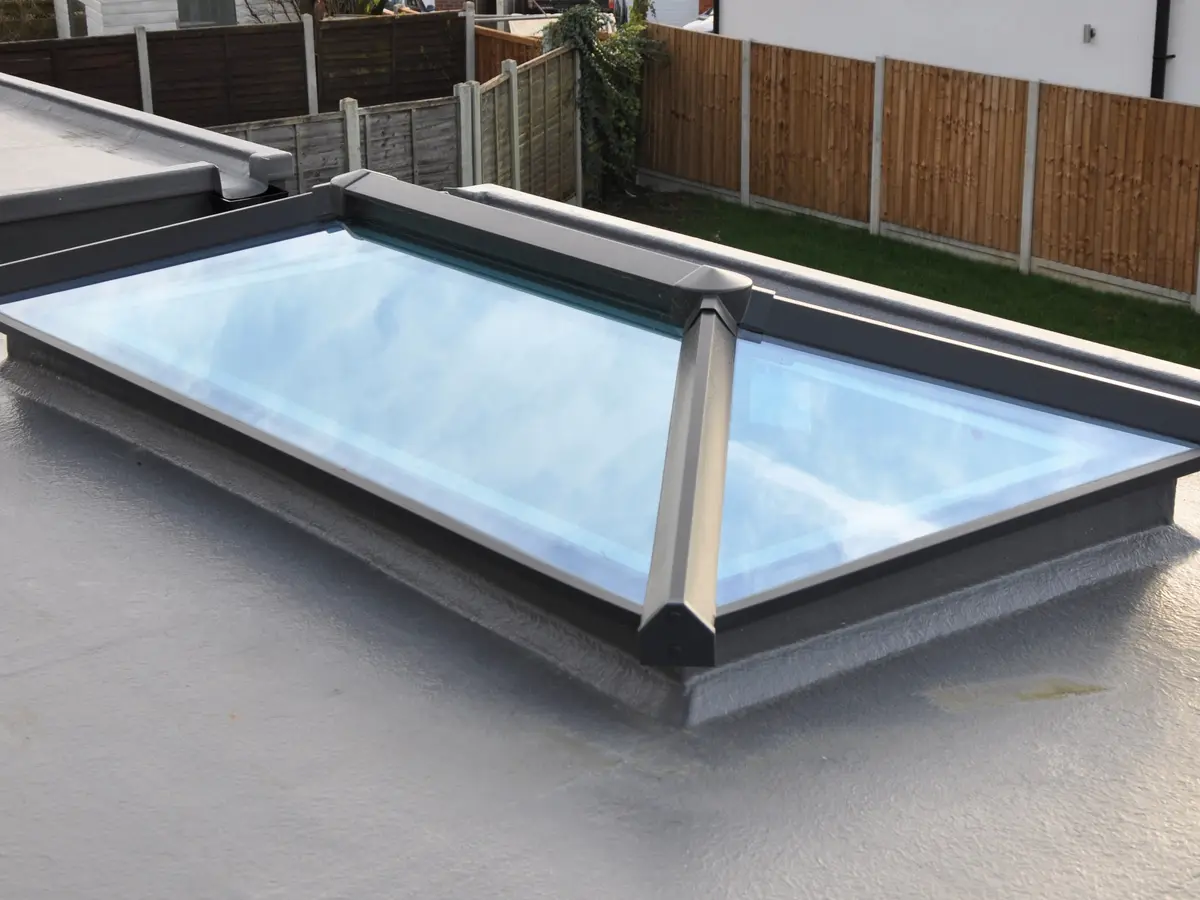 Roof lantern on a new grey flat roof
